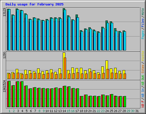 Daily usage for February 2025